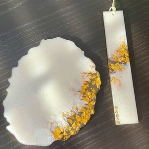 Hand-made Resin bookmarks and coasters.